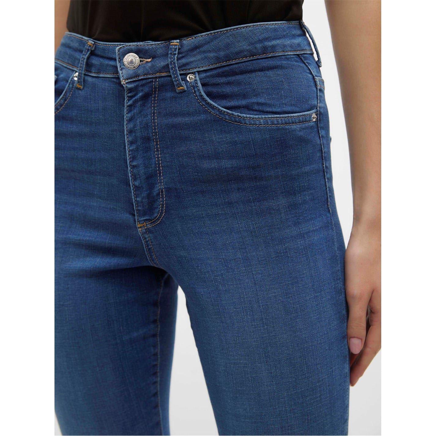 Medium Blue - Close up - Vero Moda Womens-Ladies 5 Pockets Skinny Jeans