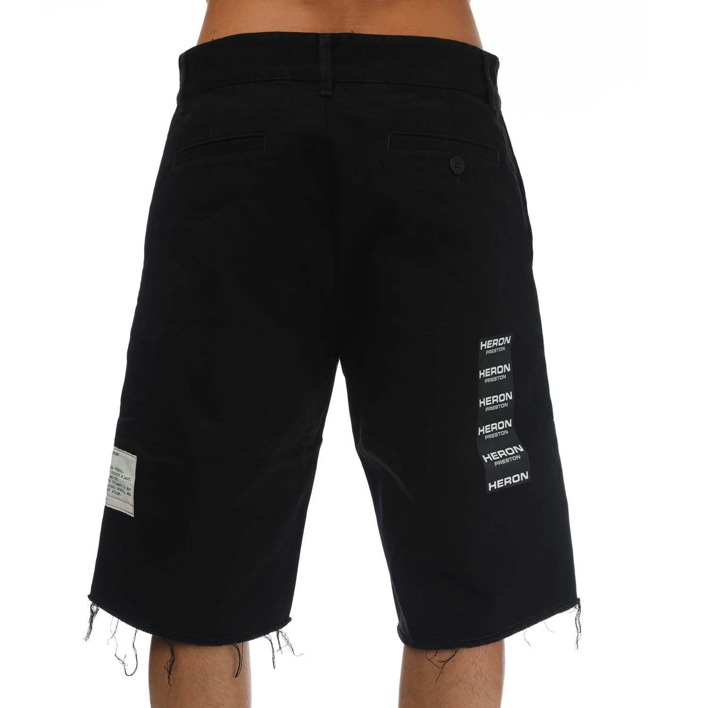 Black - Back - Heron Preston Mens Raw Edge Chinos