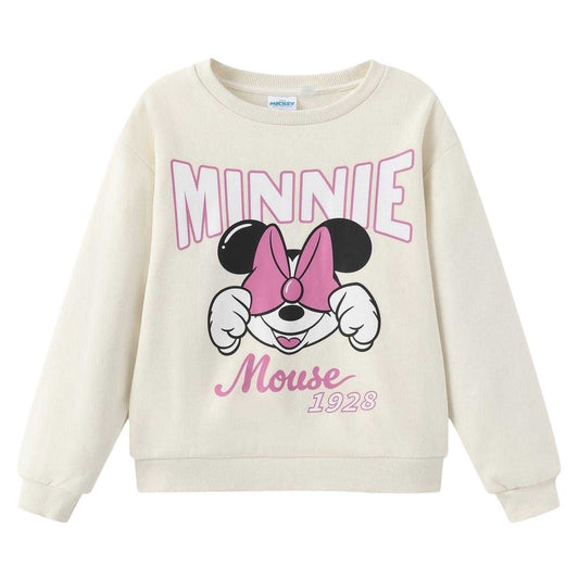 Cream-Pink - Front - Disney Childrens-Kids 1928 Minnie Mouse Sweatshirt