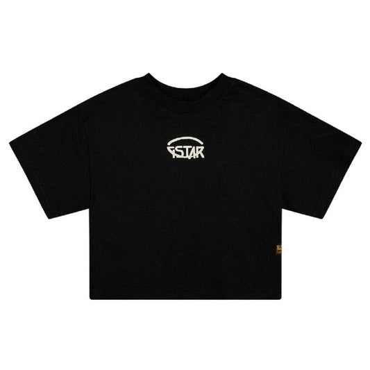 Dark Black - Front - G-Star Girls Relaxed Fit Crop T-Shirt