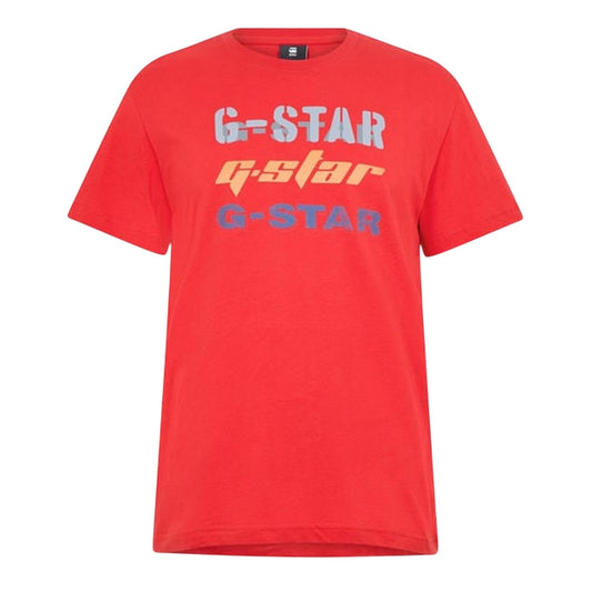 Flame Red - Front - G-Star Girls Stacked Logo Cotton T-Shirt
