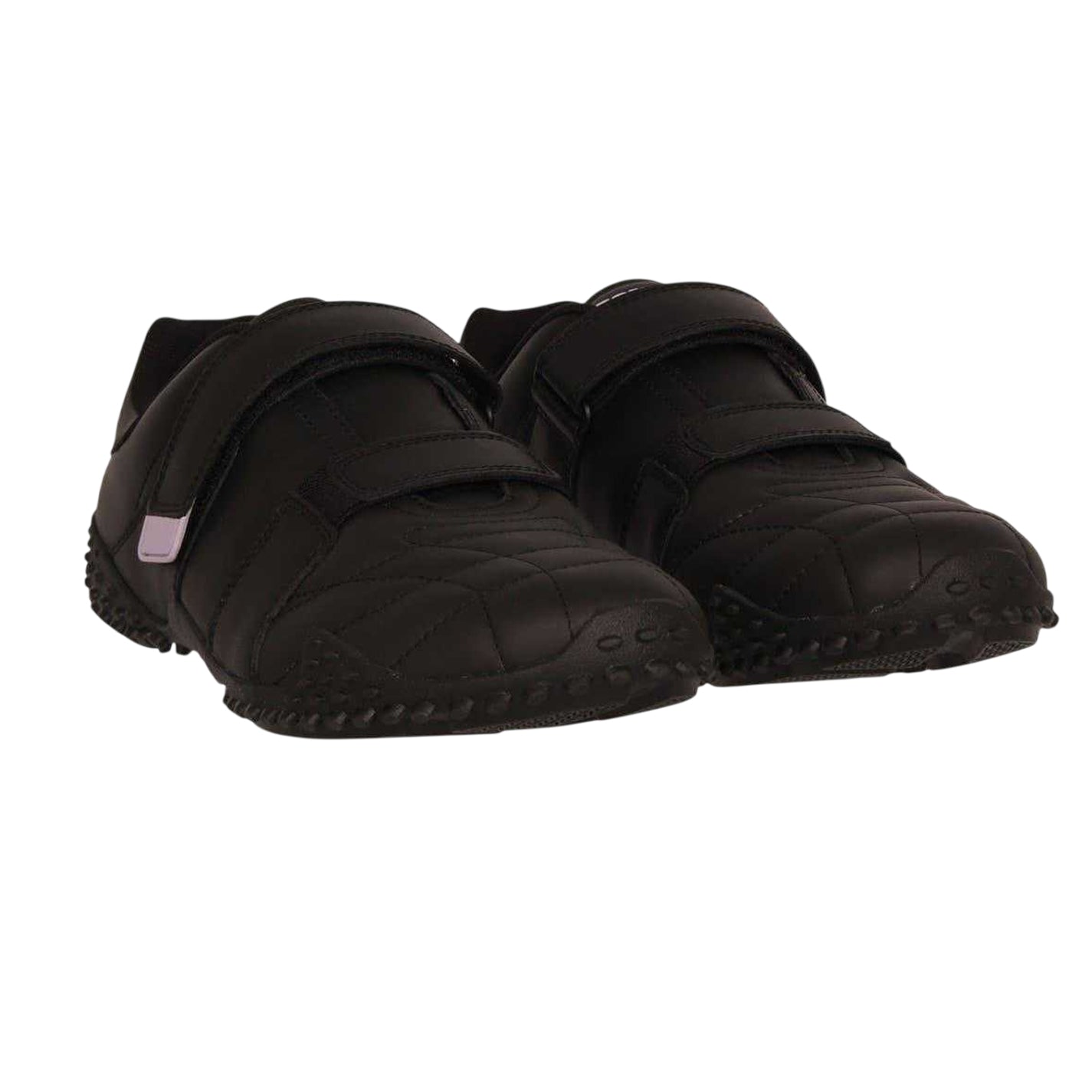 Black-Lavender - Pack Shot - Lonsdale Womens-Ladies Fulham Leather Hook and Loop Trainers
