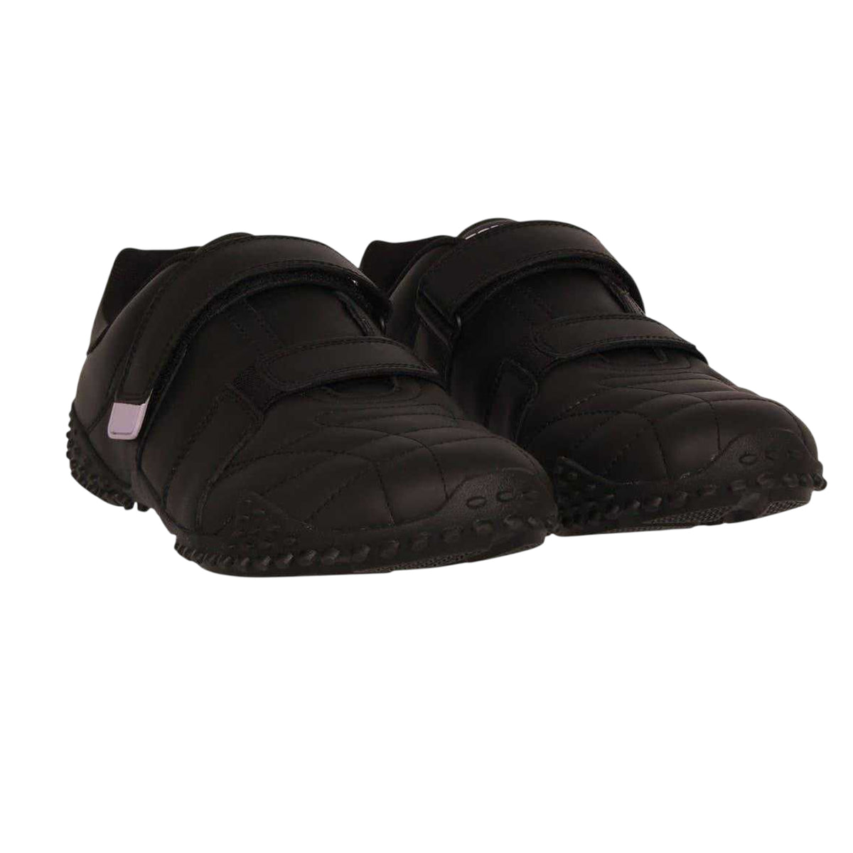 Black-Lavender - Pack Shot - Lonsdale Womens-Ladies Fulham Leather Hook and Loop Trainers