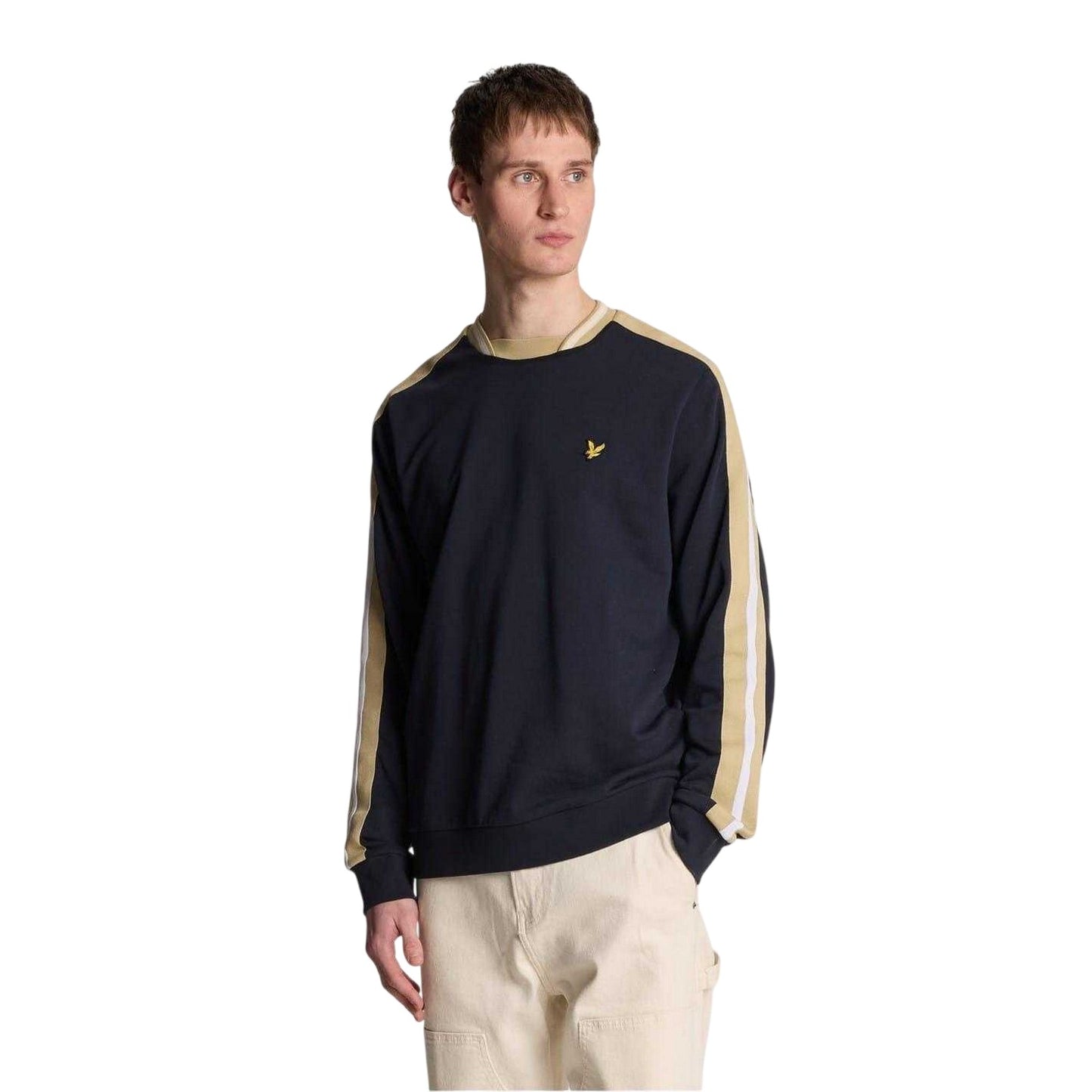 Dark Navy - Side - Lyle & Scott Mens Taped Casual Sweatshirt