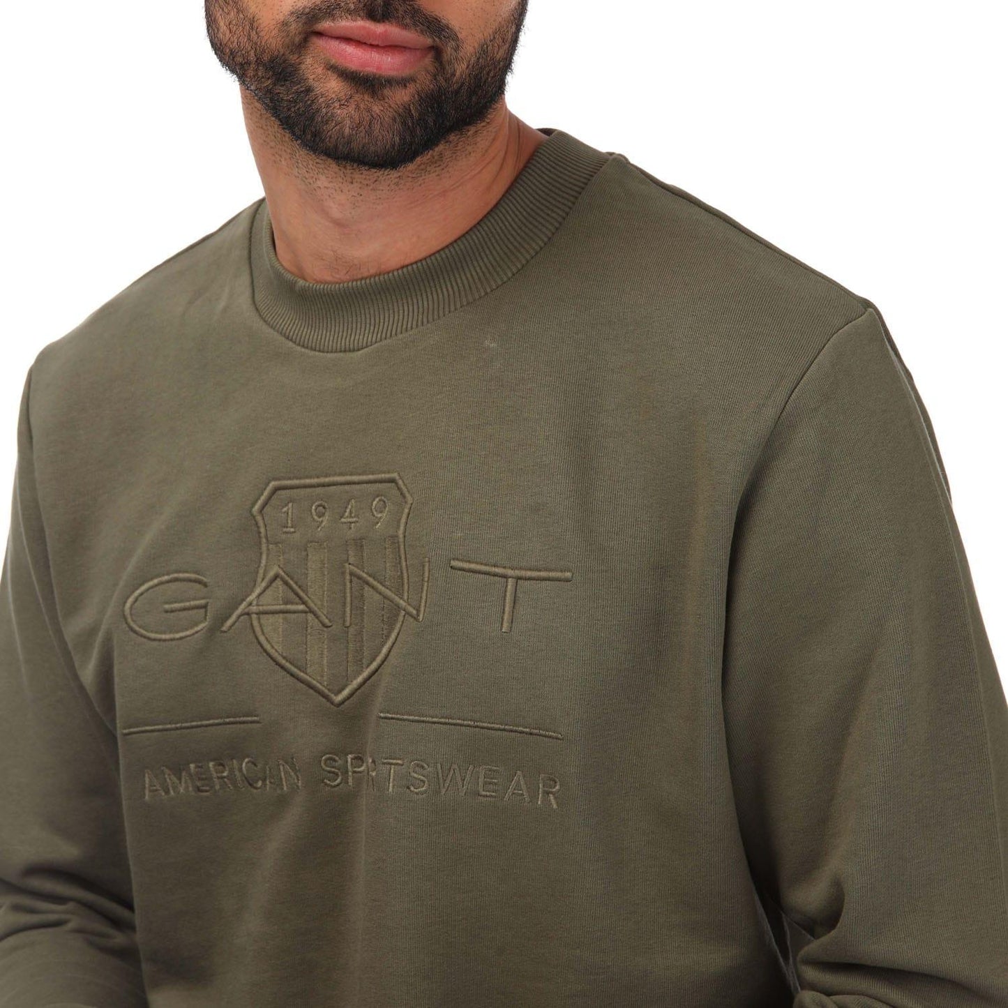 Green - Side - Gant Mens Archive Tonal Crew Neck Sweatshirt