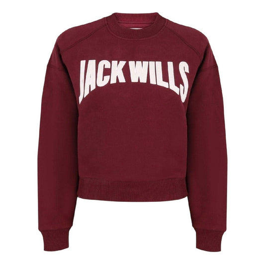Burgundy - Front - Jack Wills Womens-Ladies Varsity Crew Neck Sweatshirt