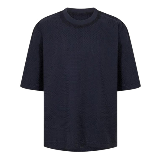 Navy - Front - Ted Baker Mens Textured Crew Neck Regular T-Shirt