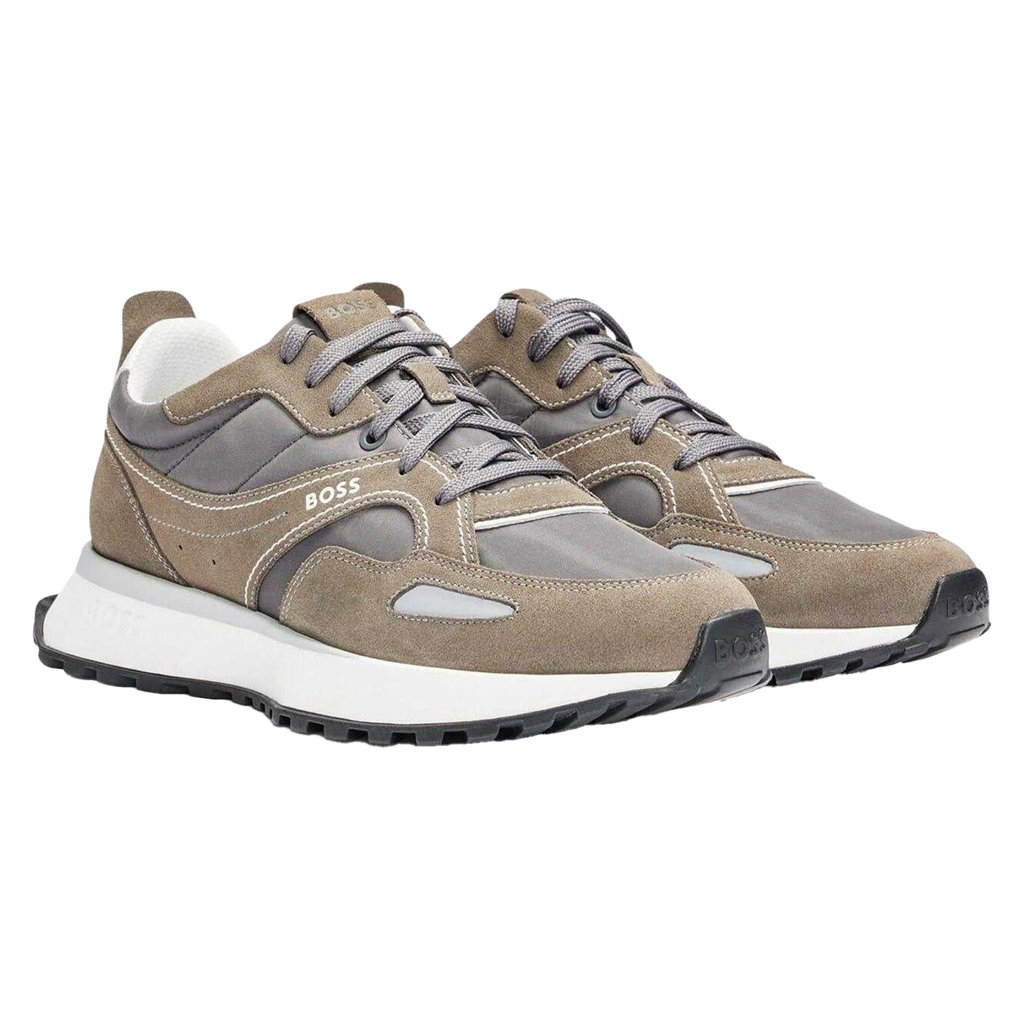 Grey - Pack Shot - Boss Mens Jonah Suede Trainers