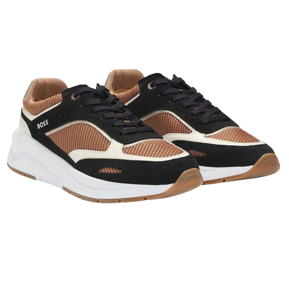 Medium Beige - Side - Boss Womens-Ladies Skylar Suede Trainers