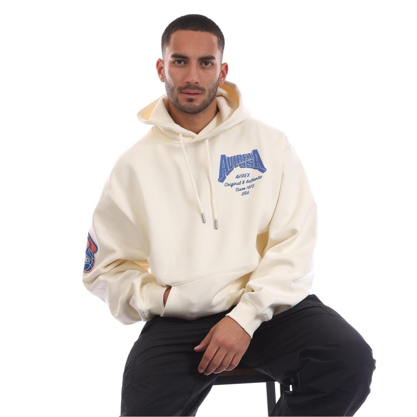 Ecru - Lifestyle - Avirex Mens Oakland Relaxed Fit Hoodie