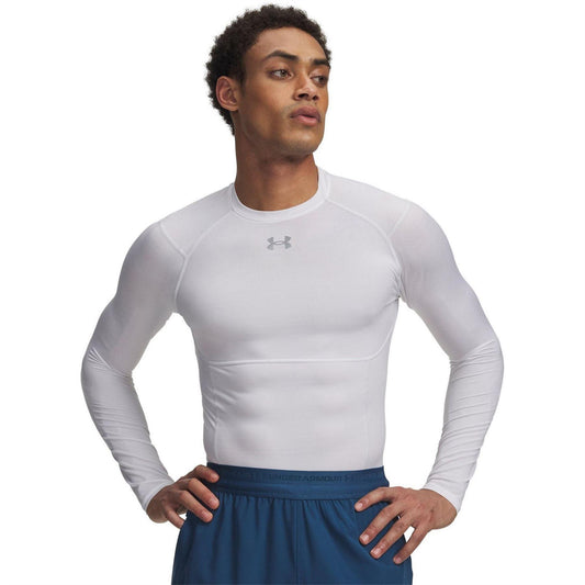 White - Front - Under Armour Mens Elite Compression Long-Sleeved Base Layer Top