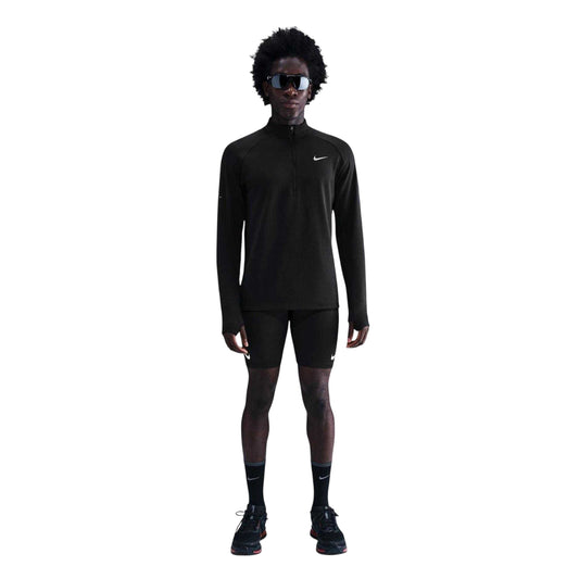Black - Front - Nike Mens Quarter Zip Running Base Layer Top