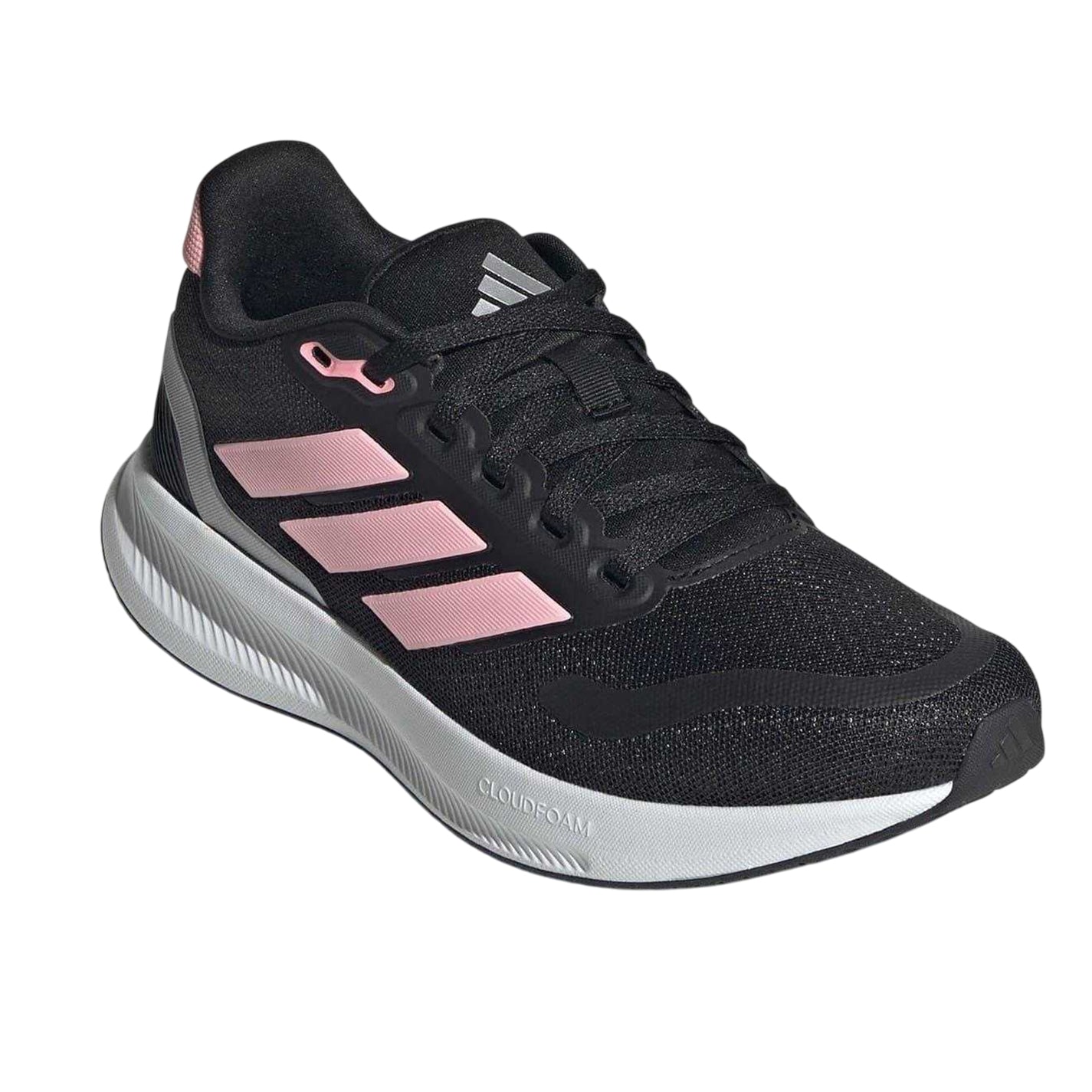 Black-Pink - Pack Shot - Adidas Childrens-Kids Runfalcon 5 Cloudfoam Trainers