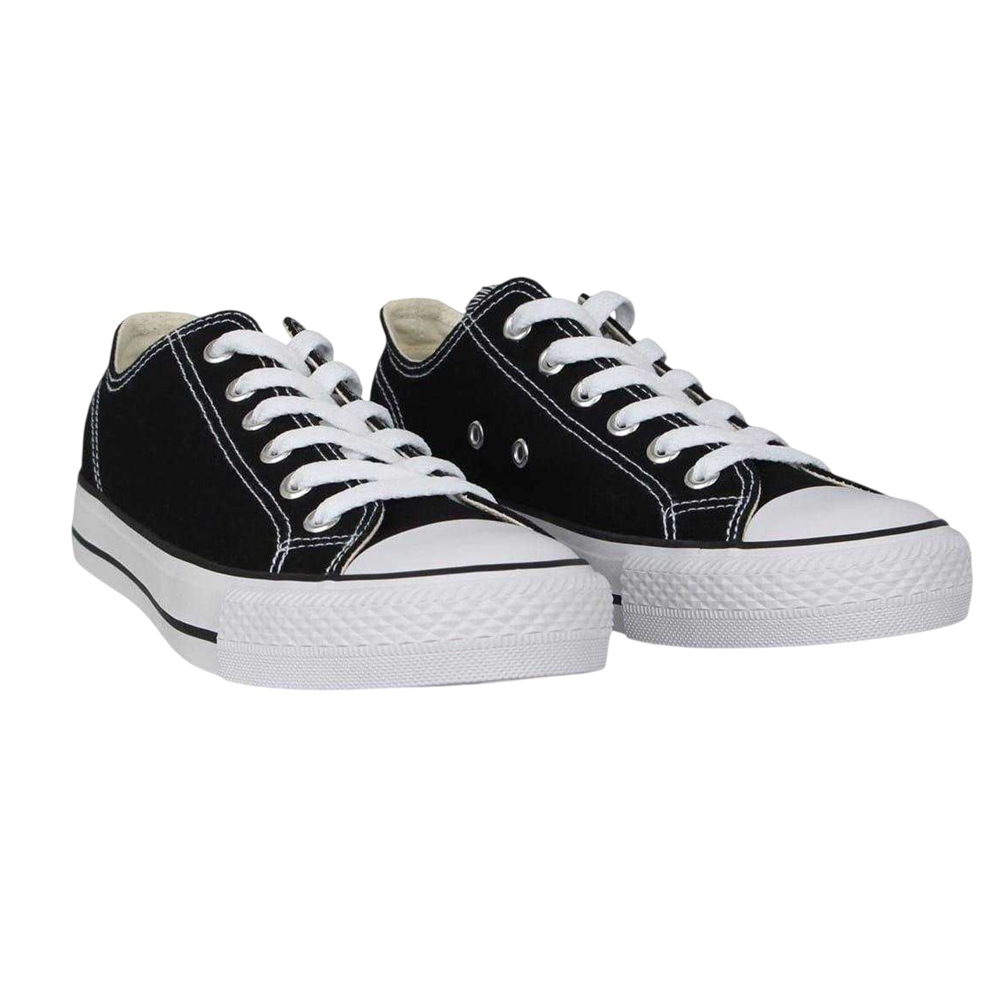 Black-White - Pack Shot - SoulCal Womens-Ladies Canvas Flat Trainers