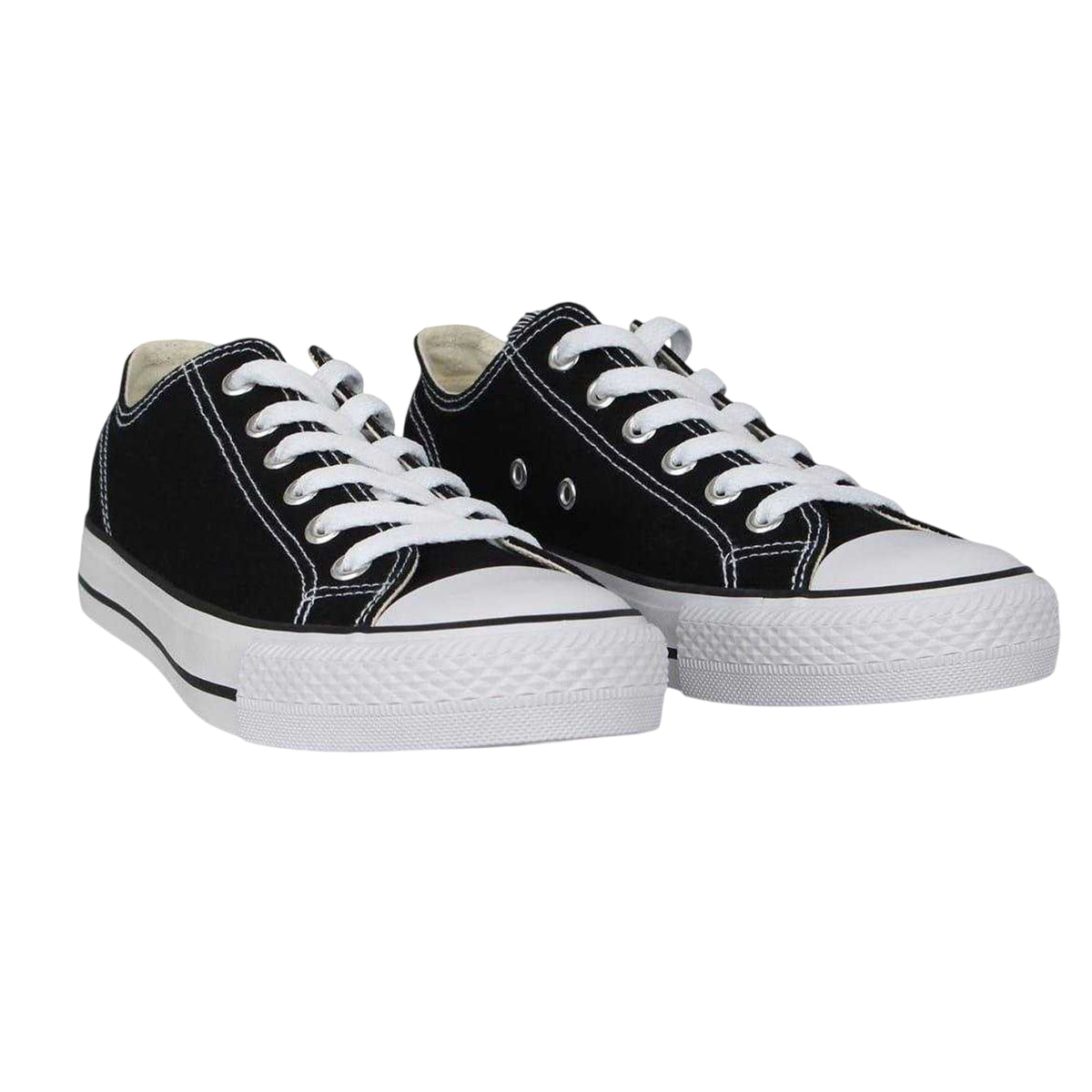 Black-White - Pack Shot - SoulCal Womens-Ladies Canvas Flat Trainers