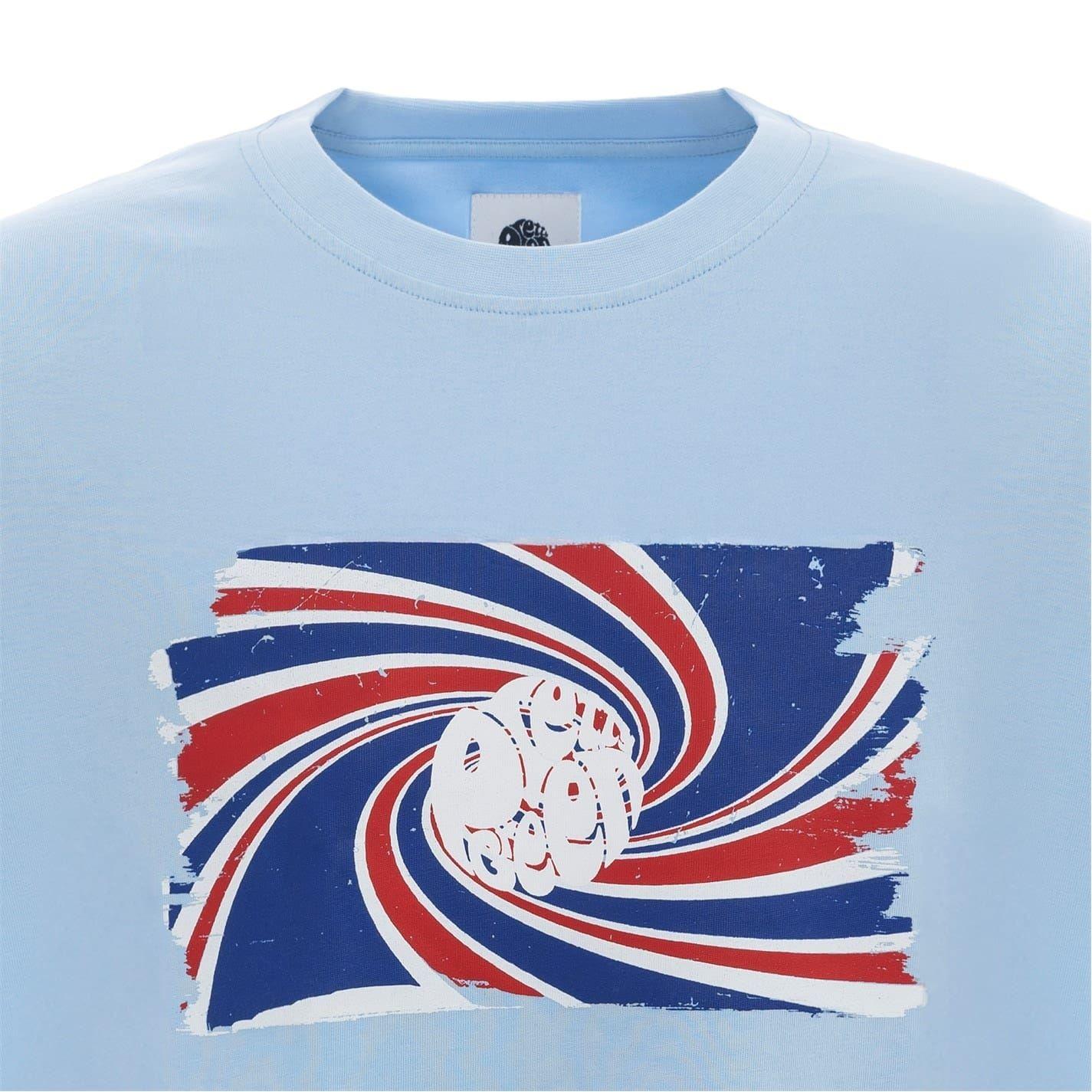 Sky Blue - Side - Pretty Green Mens Swirl Logo T-Shirt
