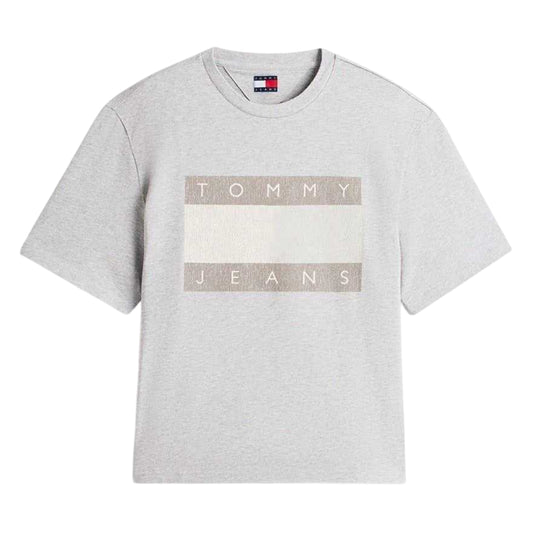 Grey Heather - Front - Tommy Jeans Mens Logo Jersey T-Shirt