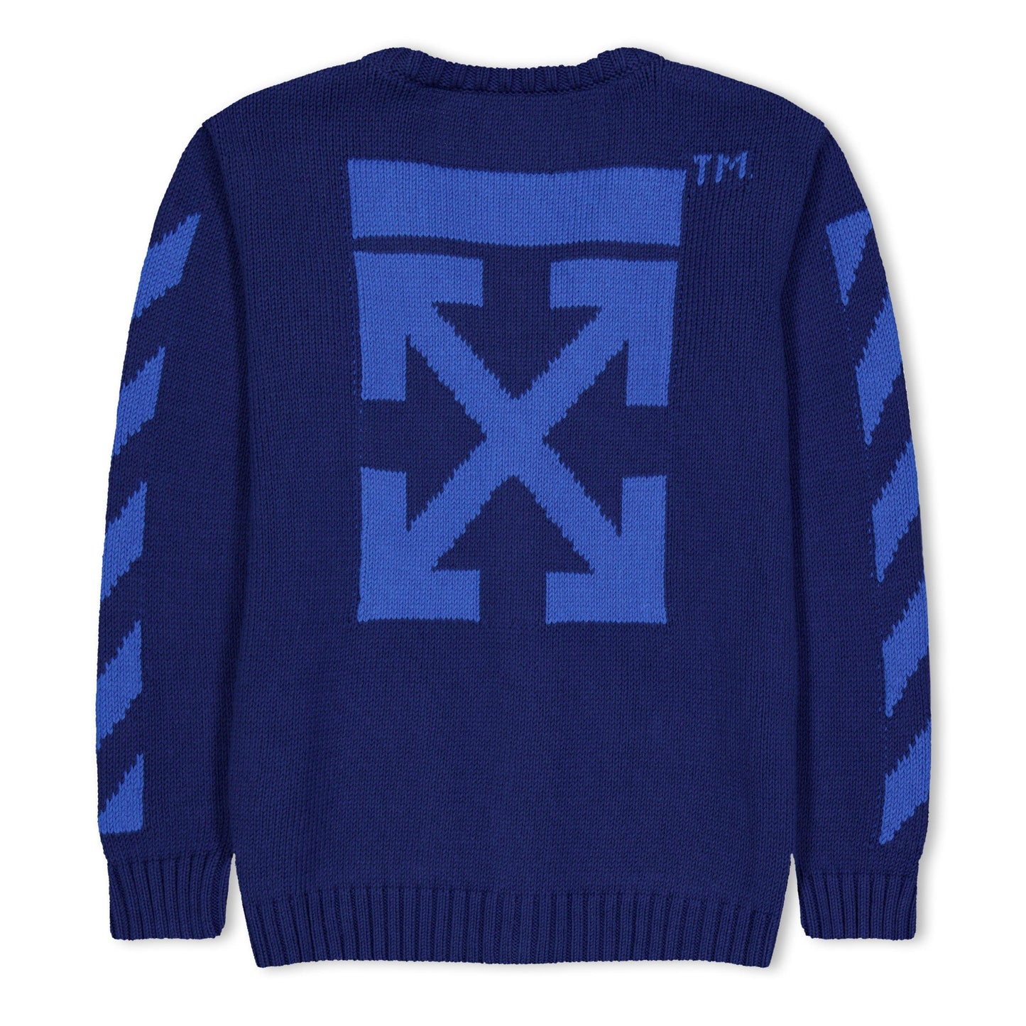 Navy - Back - Off White Childrens-Kids Arrow Rubber Cardigan