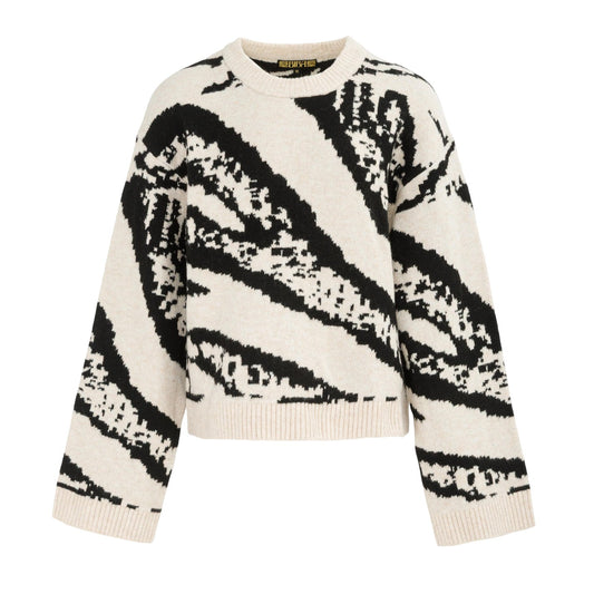 Beige-Black - Front - Biba Womens-Ladies Zebra Print Jumper