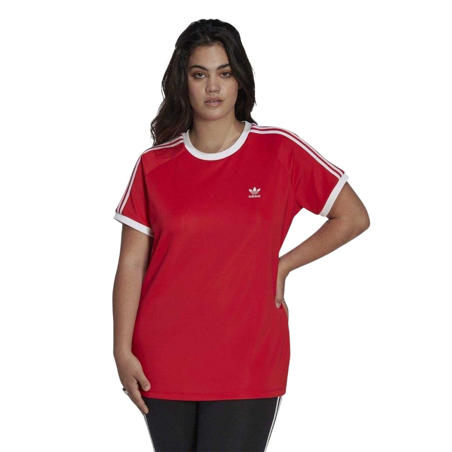 Red - Lifestyle - Adidas Womens-Ladies 3 Stripes Slim T-Shirt