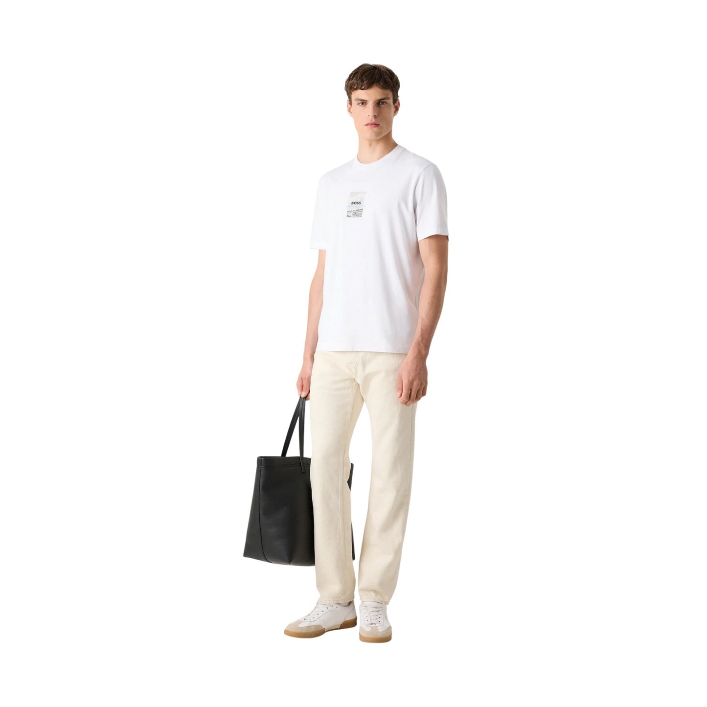 White - Side - Boss Mens Photo Print Relaxed Fit T-Shirt