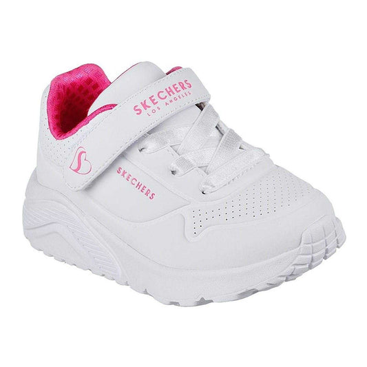 Pink-White - Front - Skechers Girls Street Uno Lite Perforated Trainers