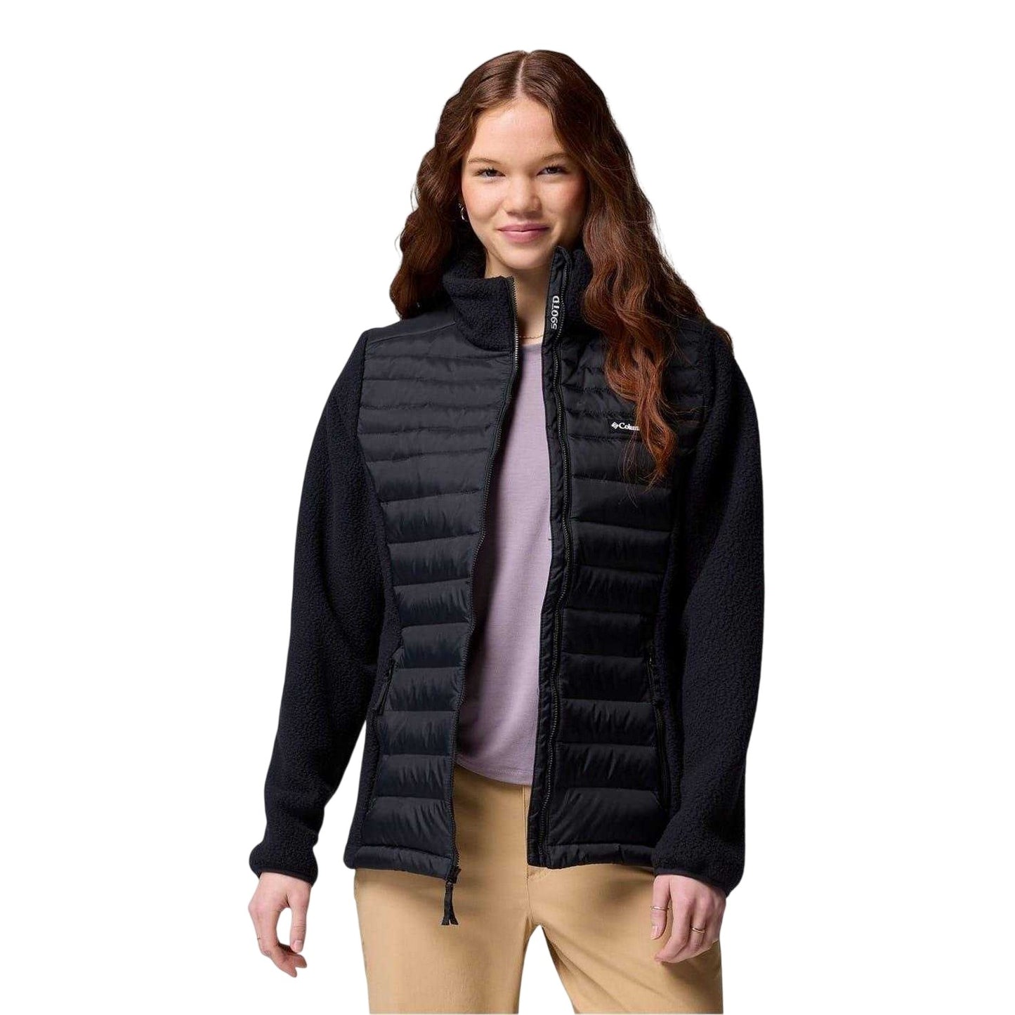 Black - Lifestyle - Columbia Womens-Ladies Patterned Zip Neck Hybrid Jacket