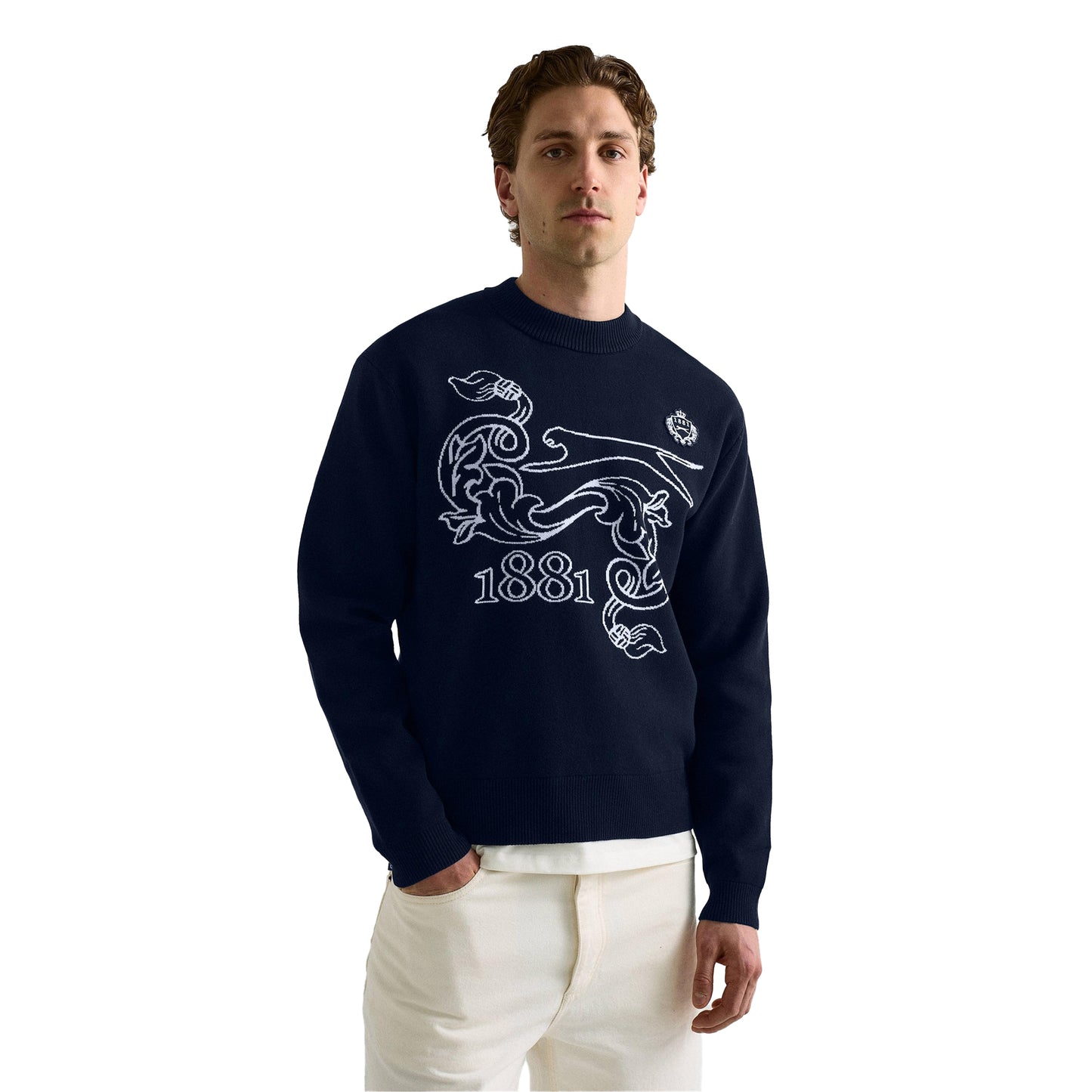 Blue - Side - Slazenger Mens Embroidered Logo Crew Neck Casual Sweatshirt