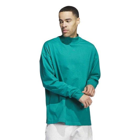 Green - Front - Adidas Mens Long-Sleeved Basketball T-Shirt