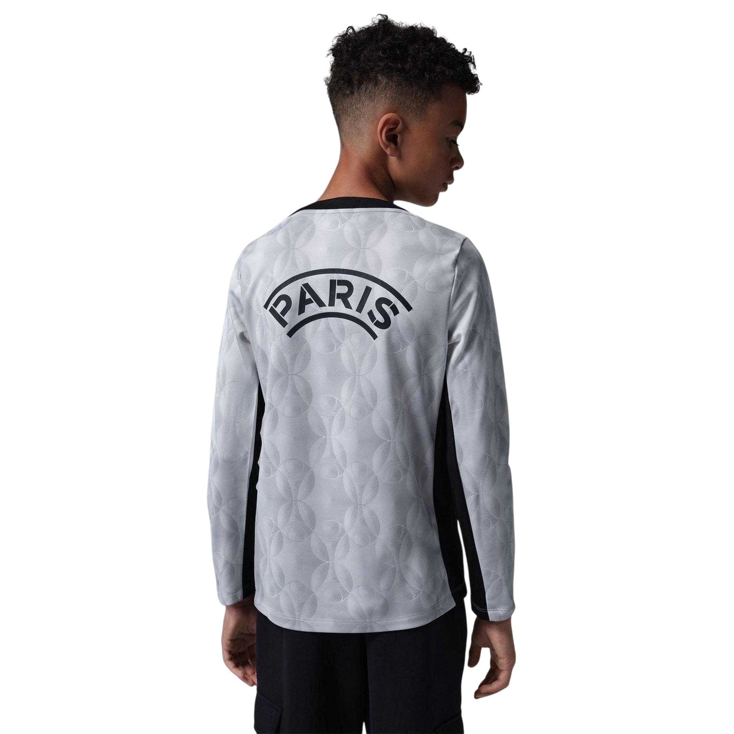 Grey-Black - Back - Nike Childrens-Kids Paris Saint Germain FC Long-Sleeved Drill Top