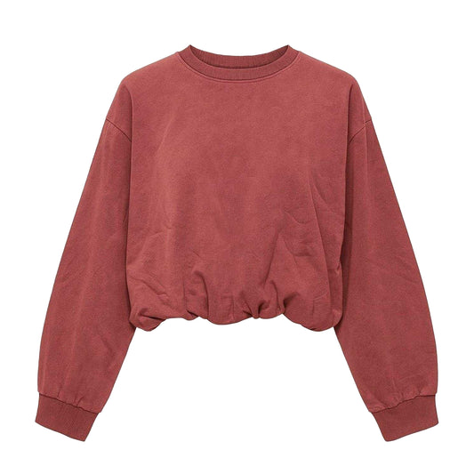 Burgundy - Front - I Saw It First Womens-Ladies Acid Wash Oversized Sweatshirt