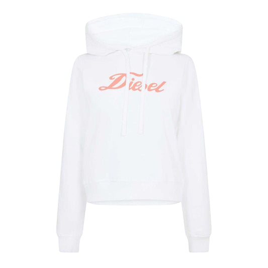 White - Front - Diesel Womens-Ladies Lettering Regular Hoodie