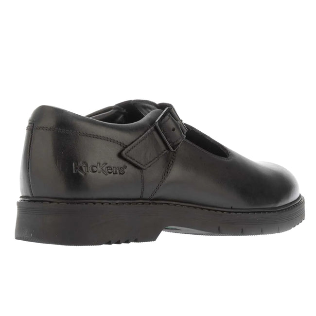 Black - Back - Kickers Womens-Ladies Finley Leather T-Bar Shoes
