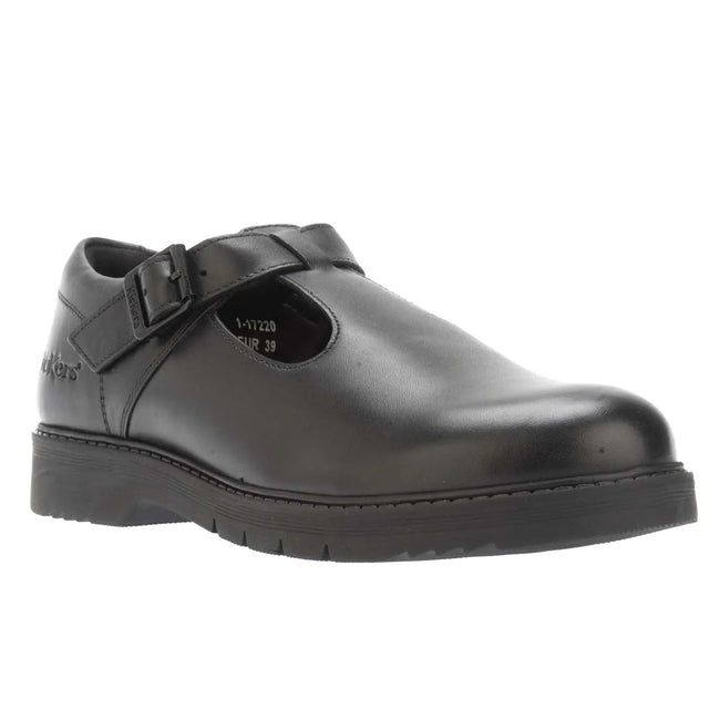 Black - Front - Kickers Womens-Ladies Finley Leather T-Bar Shoes