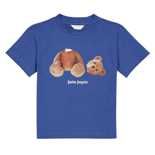 Blue - Front - Palm Angels Childrens-Kids Bear T-Shirt