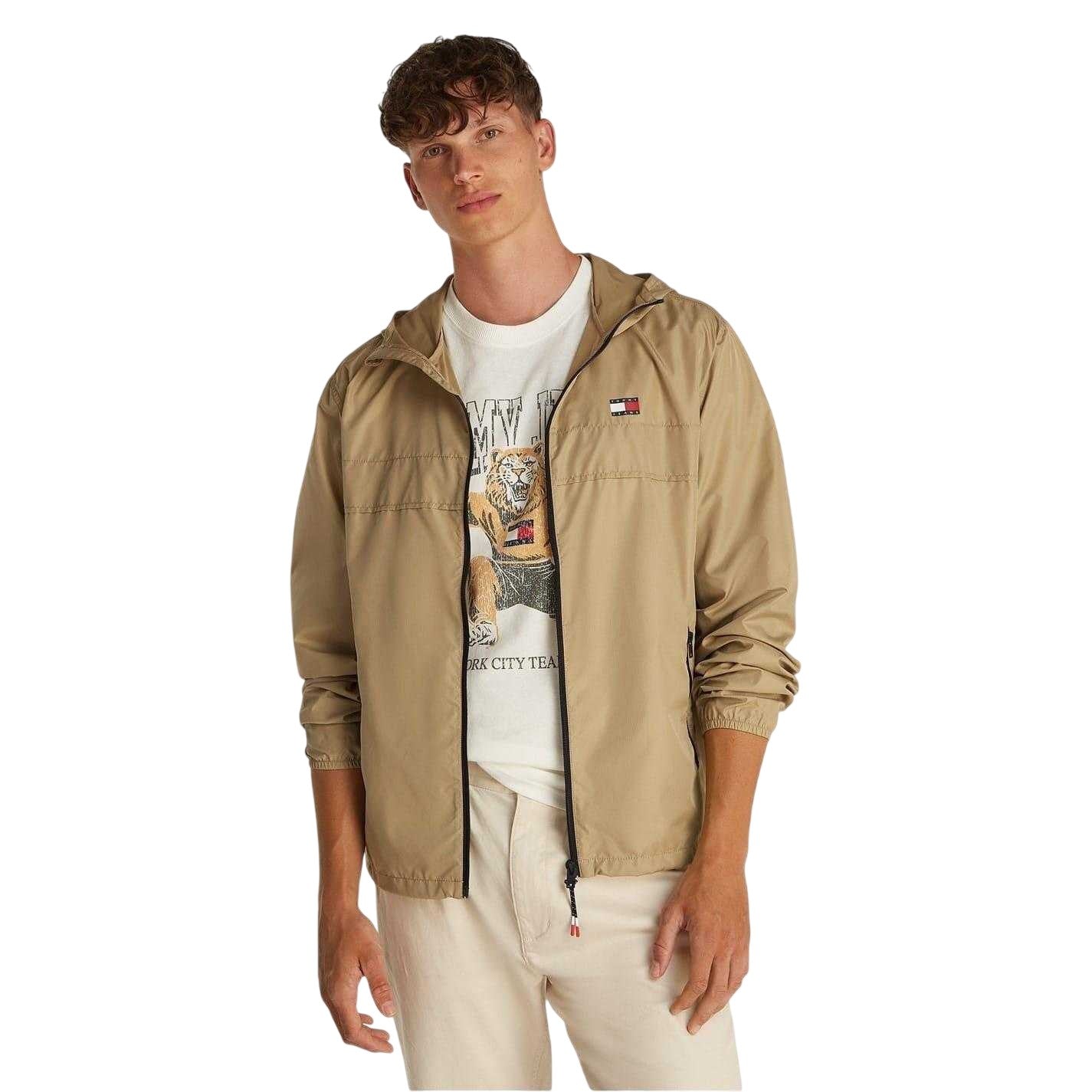 Tan - Lifestyle - Tommy Jeans Mens Elasticated Cuff Relaxed Fit Windbreak
