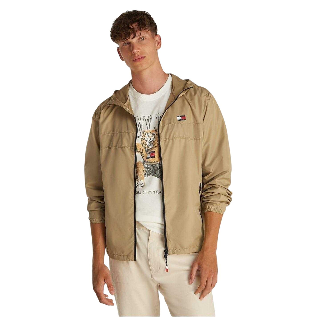 Tan - Lifestyle - Tommy Jeans Mens Elasticated Cuff Relaxed Fit Windbreak