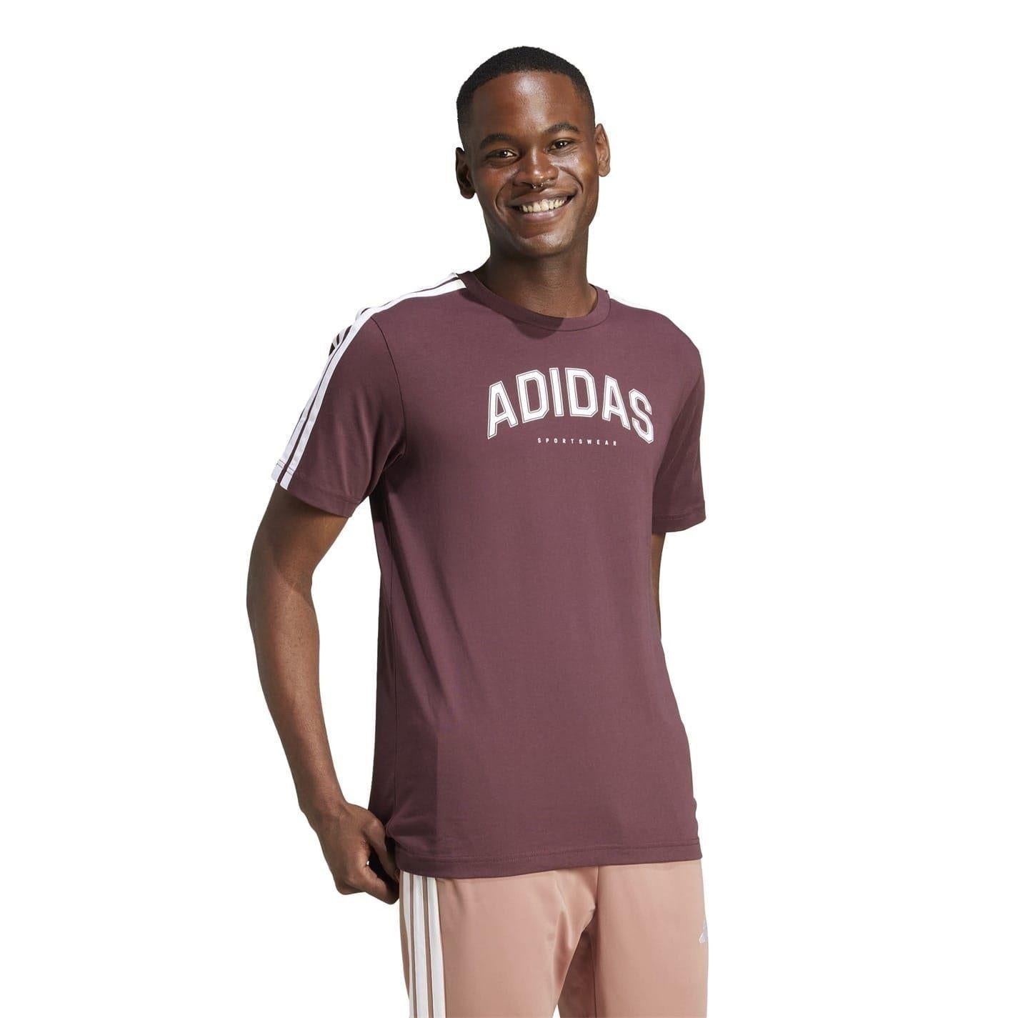 Ruby Red - Pack Shot - Adidas Mens Linear Graphic Collegiate T-Shirt