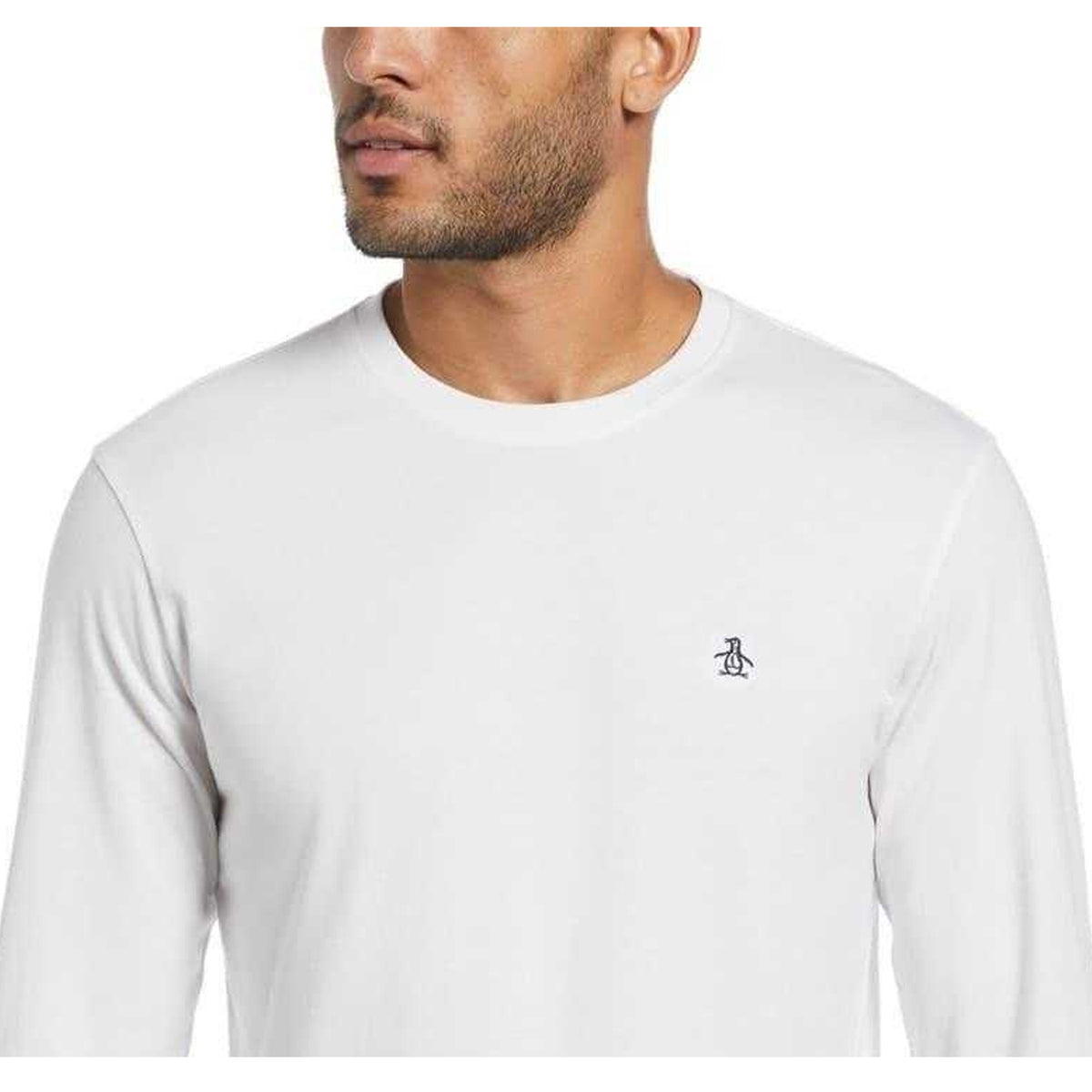 Bright White - Side - Original Penguin Mens Cotton Long-Sleeved T-Shirt