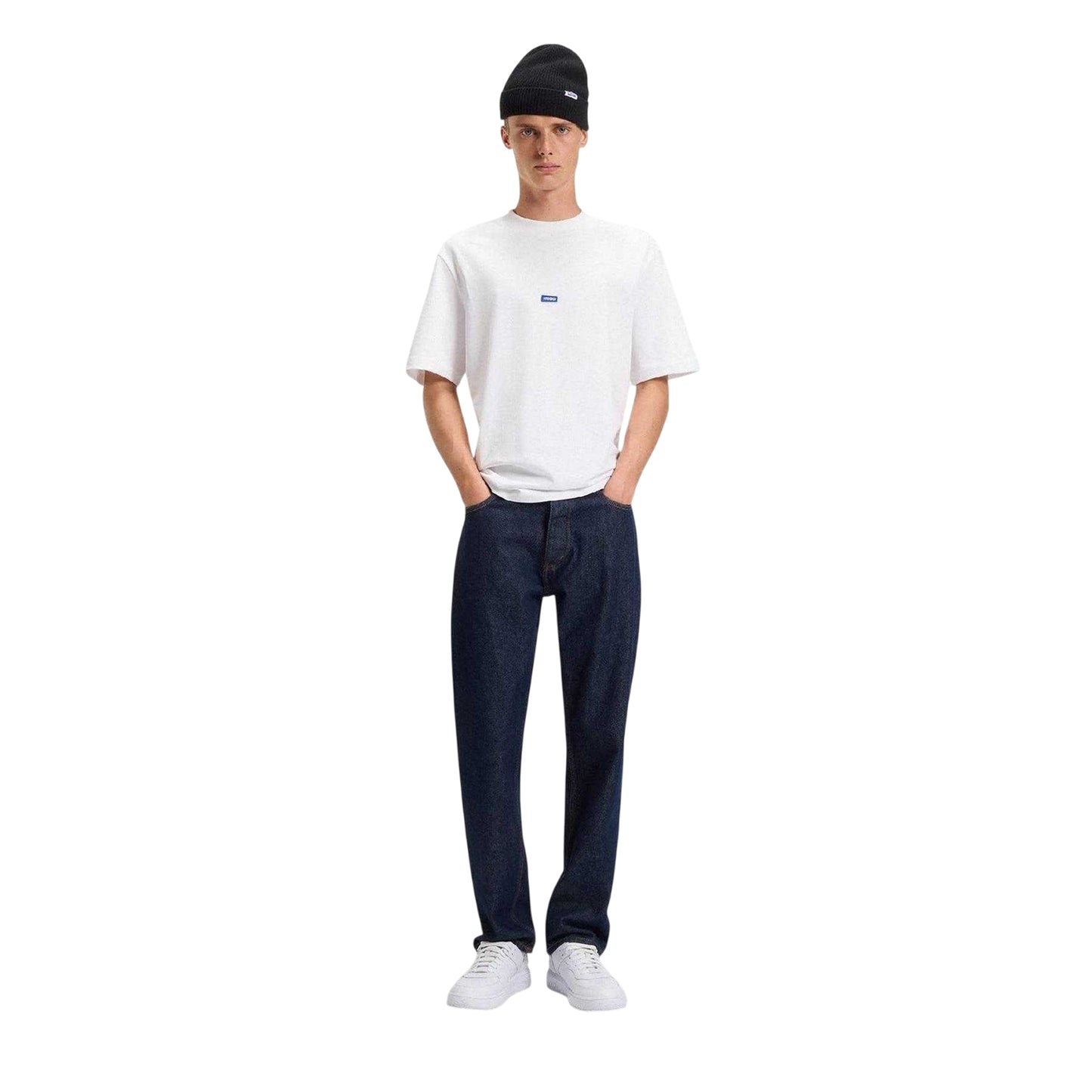 White - Lifestyle - Hugo Mens Nieros Logo Regular Short-Sleeved T-Shirt
