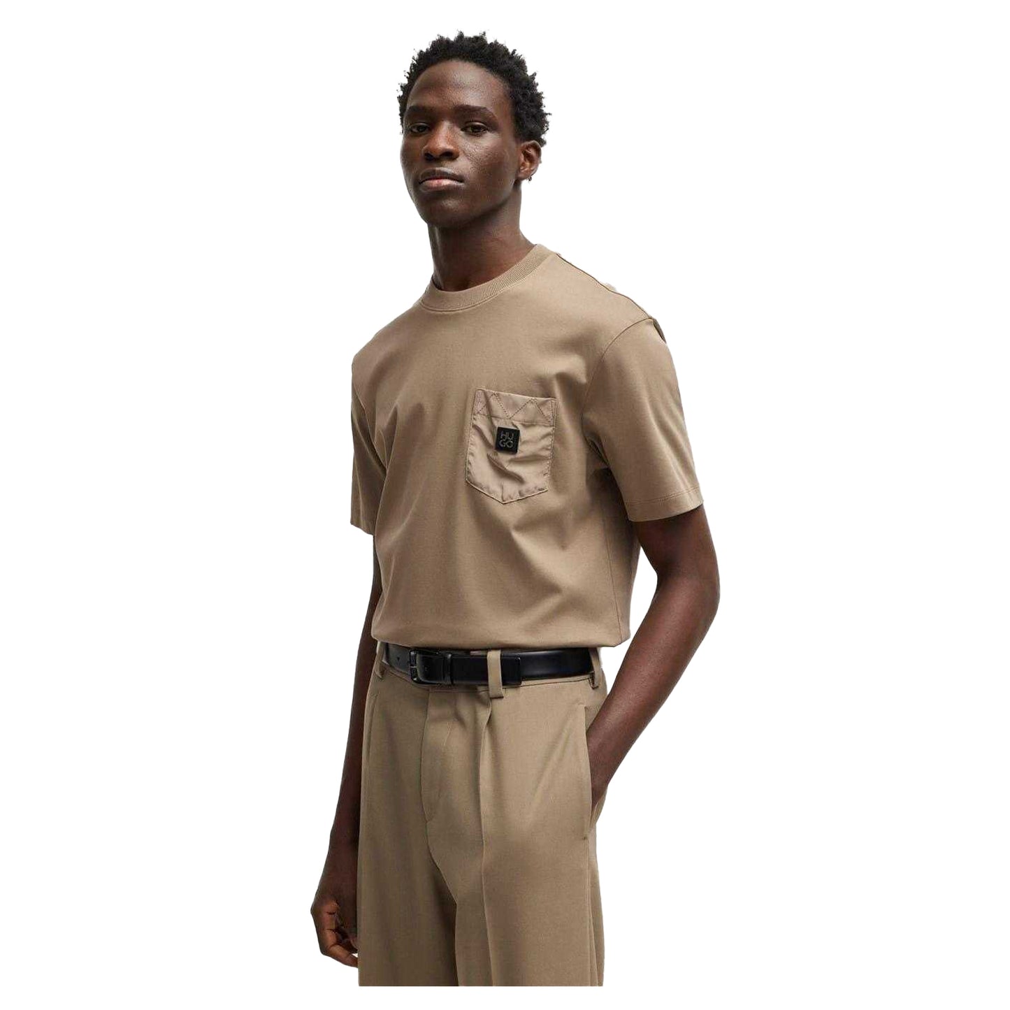 Medium Brown - Side - Hugo Mens Logo Regular T-Shirt