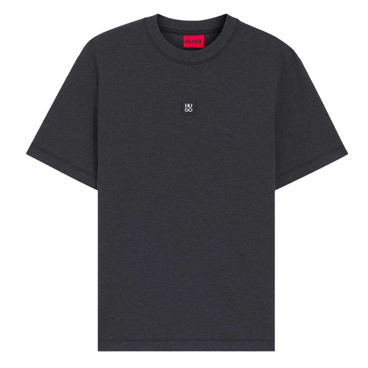 Medium Grey - Front - Hugo Mens Ribbed Crew Neck T-Shirt