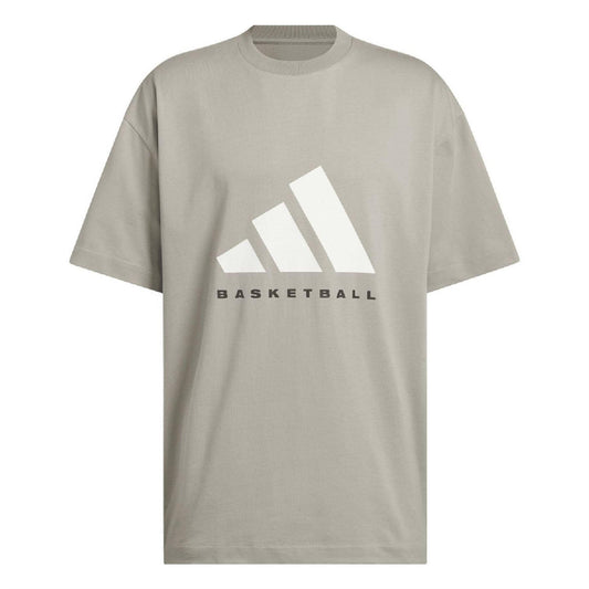 Beige - Front - Adidas Unisex Adult Basketball T-Shirt