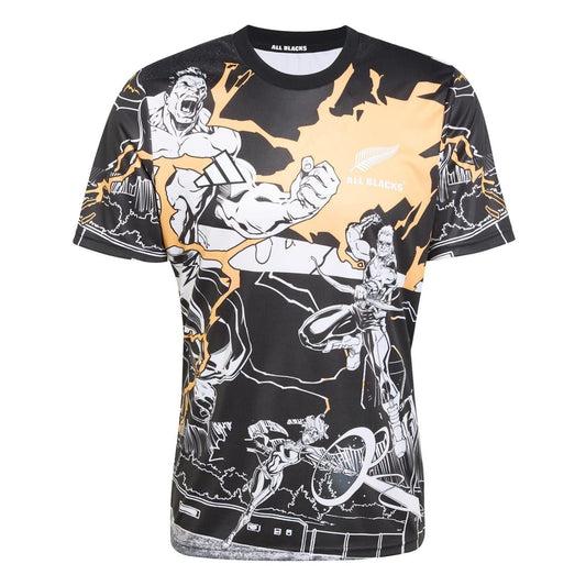 Black - Front - Adidas Unisex Adult All Black Marvel T-Shirt