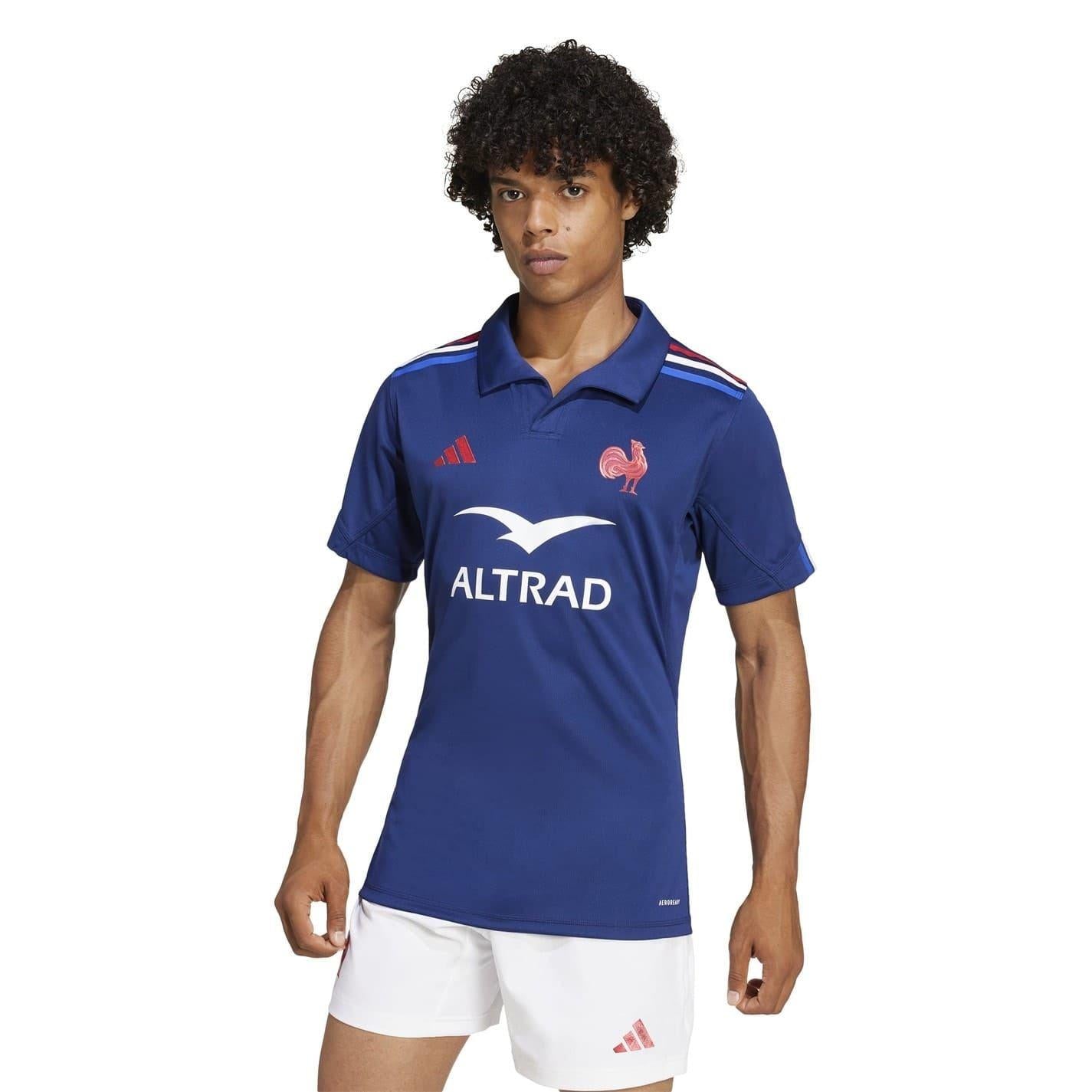 Dark Blue - Pack Shot - Adidas Mens France FFR Rugby Home Jersey