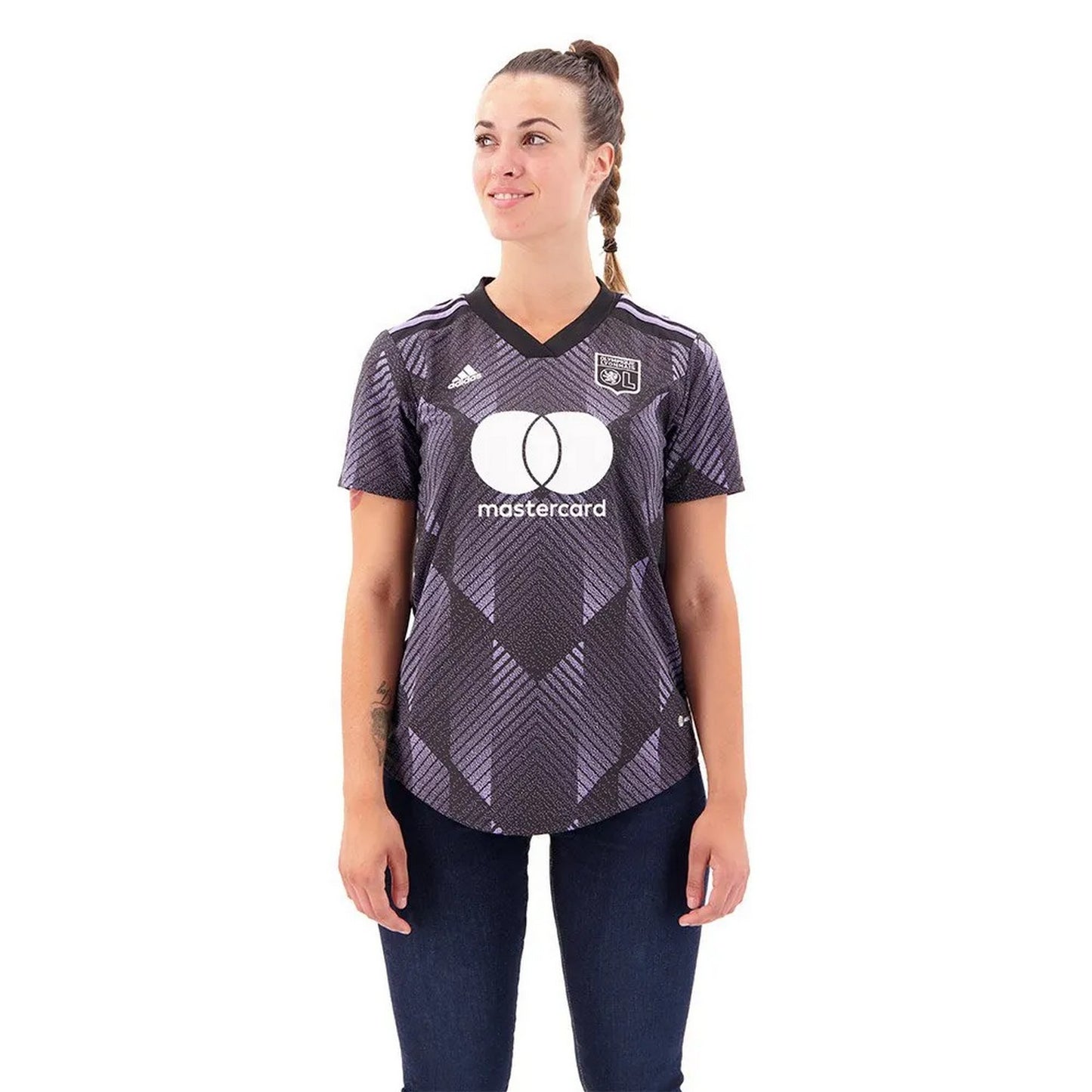 Black - Side - Adidas Womens-Ladies 2022-23 Olympique Lyonnais Third Jersey