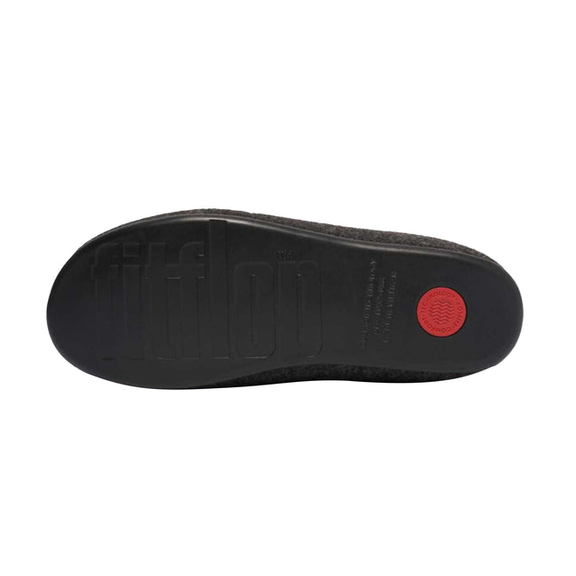 Black - Side - Fit Flop Womens-Ladies Chrissie II Haus E01 Bow Felt Slippers