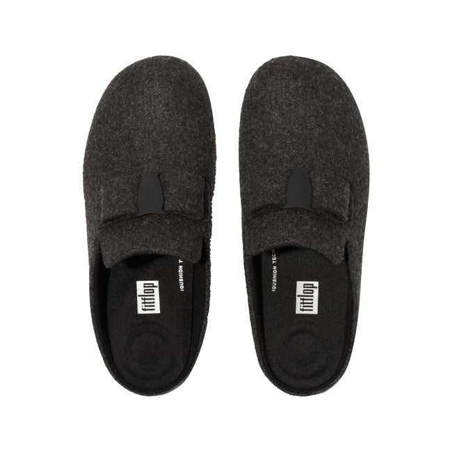 Black - Lifestyle - Fit Flop Womens-Ladies Chrissie II Haus E01 Bow Felt Slippers