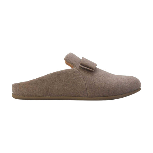 Grey - Front - Fit Flop Womens-Ladies Chrissie II Haus E01 Bow Felt Slippers