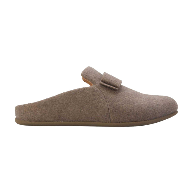 Grey - Front - Fit Flop Womens-Ladies Chrissie II Haus E01 Bow Felt Slippers